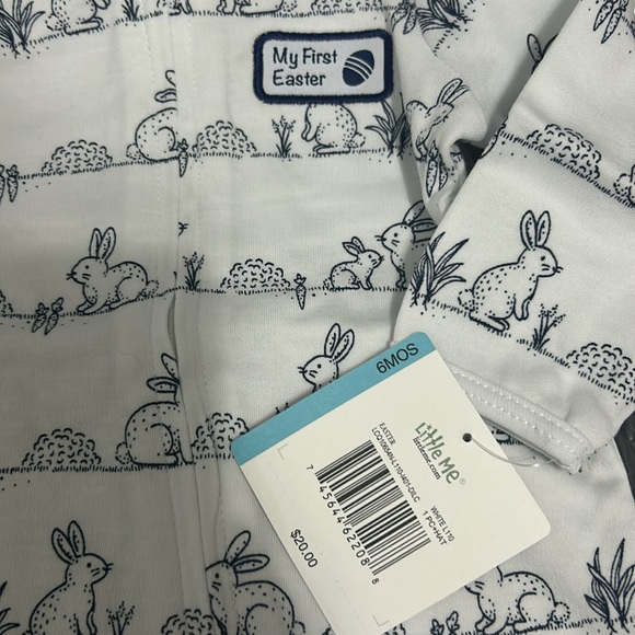 6 month first Easter footie zipper bunny rabbit ear hat unisex neutral boy girl - Picture 2 of 3